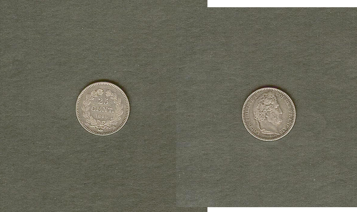 25 centimes Louis-Philippe 1848 Paris SUP à SPL